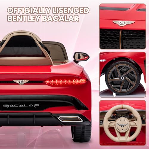 GAOMON 12V Ride on Car, Licensed Bentley Bacalar Kids Electric Car w/Parent Remote Control, 3 Speeds, Scissor Doors, Music, LED, Kids Cars to Drive Gift for Boys Girls, White
