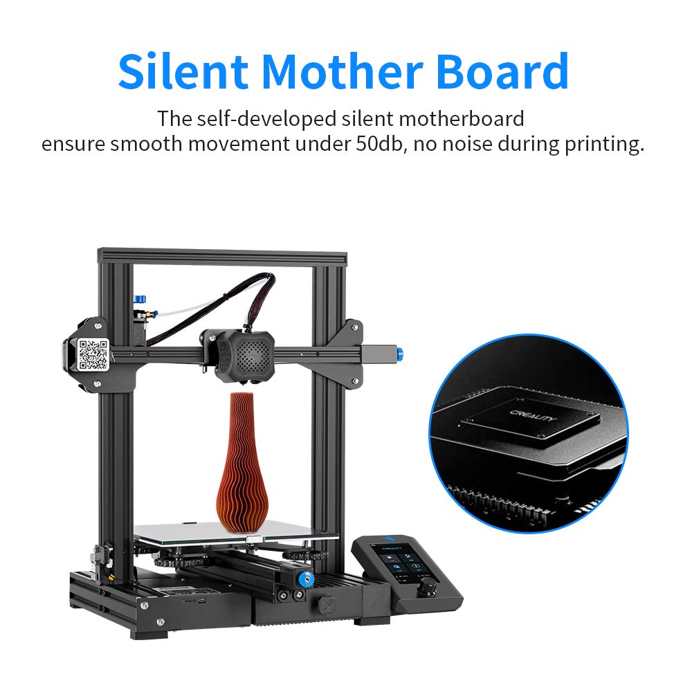 Official Creality Ender 3 V2 3D Printer Upgraded Integrated Structure Design with Silent Motherboard MeanWell Power Supply and Carborundum Glass Platform 8.66x8.66x9.84 Inch Printing Size
