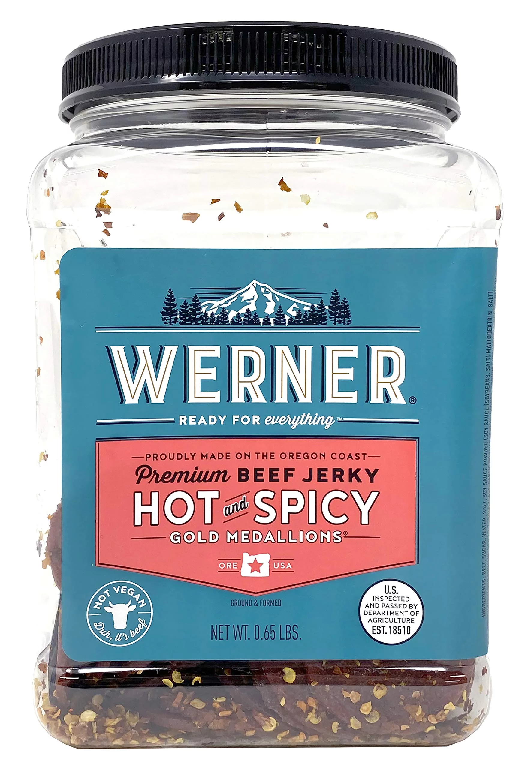 Werner Gold Medallions 80 Count Beef Jerky - 11.8 Oz - Protein Snack (Hot)