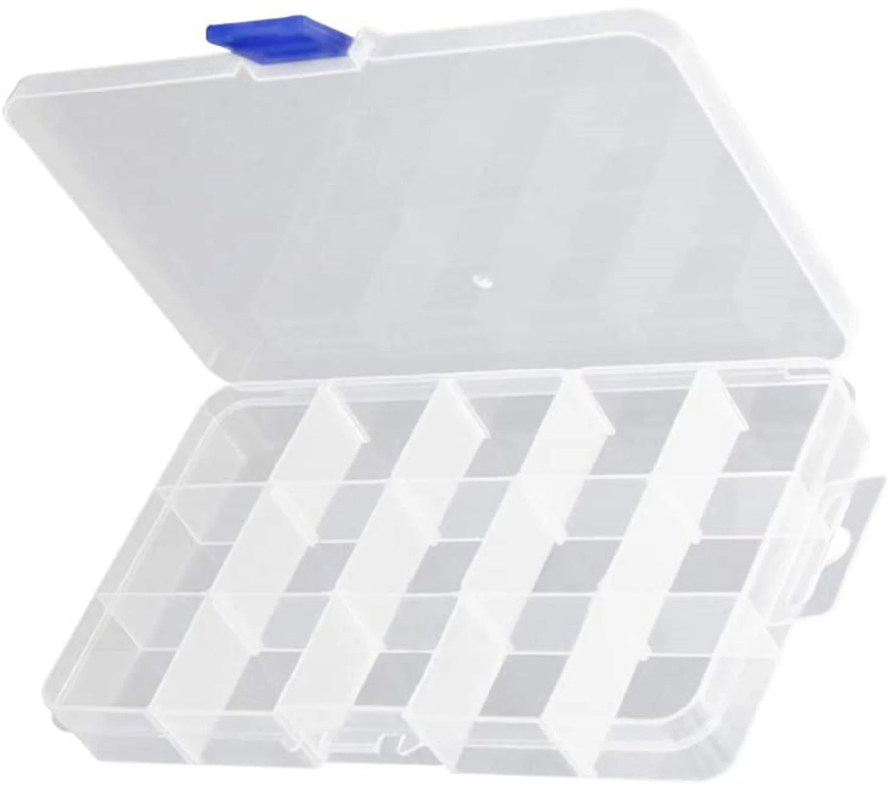 PP Component Storage Box Plastic Organizer Adjustable Container 15 Removable Grids Tool Boxes for Electronic Component Small Accessories Transparent Color 2Pcs