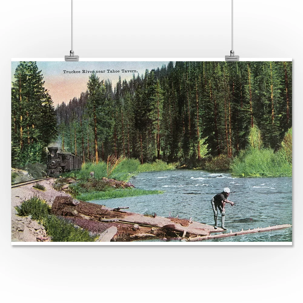 Lake Tahoe, California - Truckee River near Tahoe Tavern Scene (16x24 Giclee Gallery Print, Wall Decor Travel Poster)