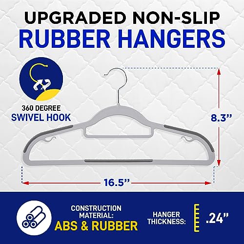 Versatile Clothes Hanger Set - 80 Pieces Space-Saving Dry and Wet Clothes Hanger Set with 360° Swivel Hook and Non-Slip Rubber Design - Black