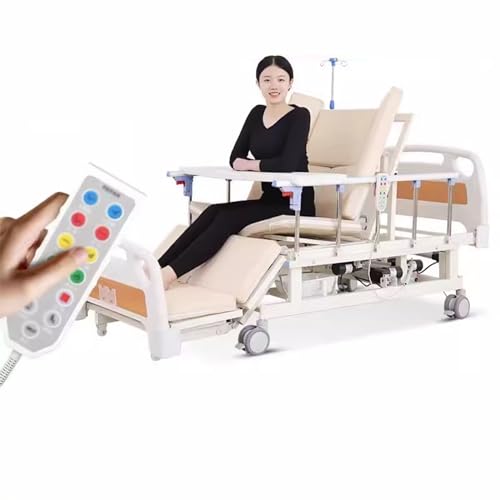 Electric Nursing Bed, Fully Automatic Medical Lifting Bed for The Elderly at Home, with Breathable Mattress and Silent Motor (C)
