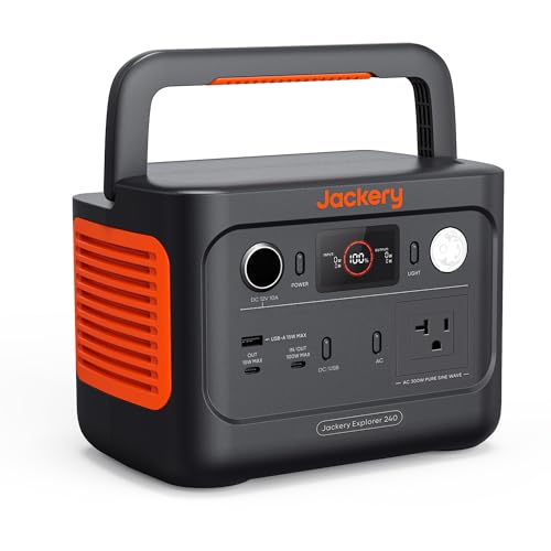 Jackery Solar Generator 240 v2 and 40W Mini Solar Panel, 256Wh LiFePO4 Battery, 300W AC & 100W USB-C Output, Ultra Fast Solar Charging for Outdoors, Camping, Travel & Emergencies