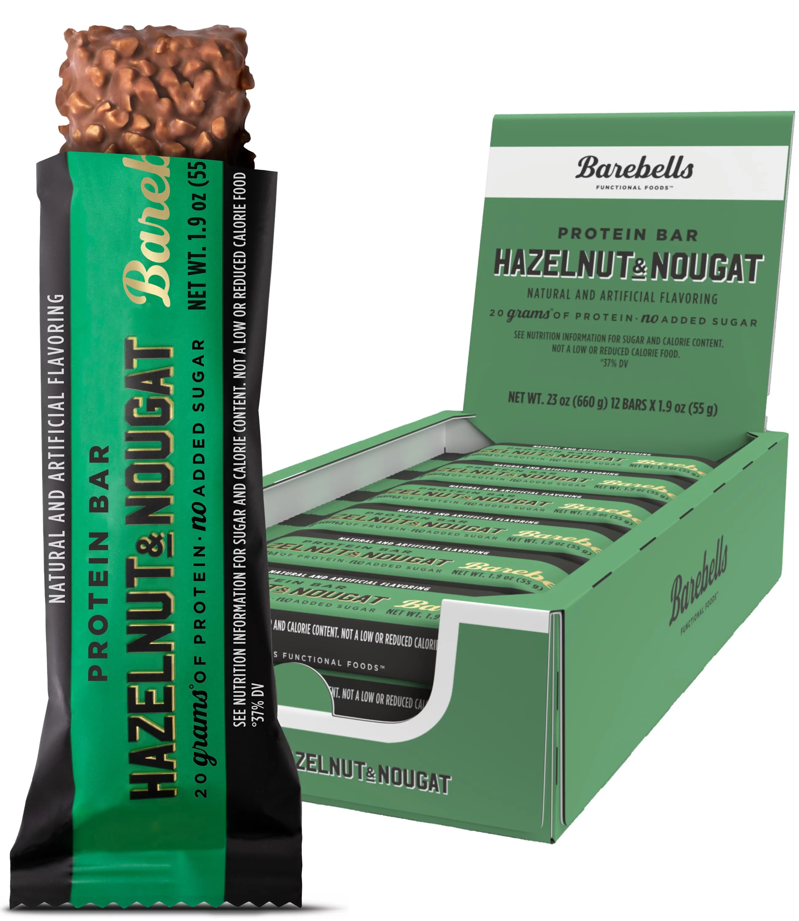 Barebells Protein Bars Hazelnut & Nougat - 12 Count, 1.9oz Bars - Protein Snacks with 20g of High Protein