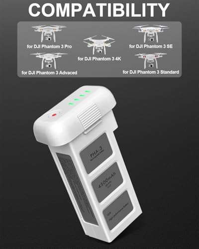 Phantom 3 Battery, 4500mAh 15.2V Intelligent Flight Battery for DJI Phantom 3 Pro, Standard, Advanced, SE Drone