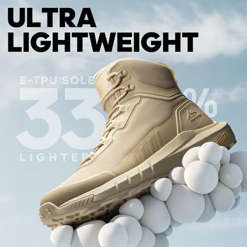 NORTIV 8 Men's Tactical Hiking Boot Lightweight Cushion Sole Boots for Work All Day Side Zipper Motorcycle Combat Military Boot Arch Support 8 Inches Terrascope