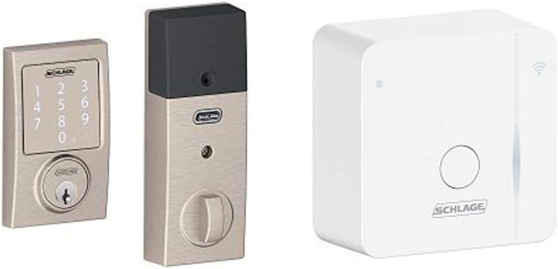 SCHLAGE BE479AA V CAM 619 Satin Nickel Sense Smart Deadbolt with Camelot Trim