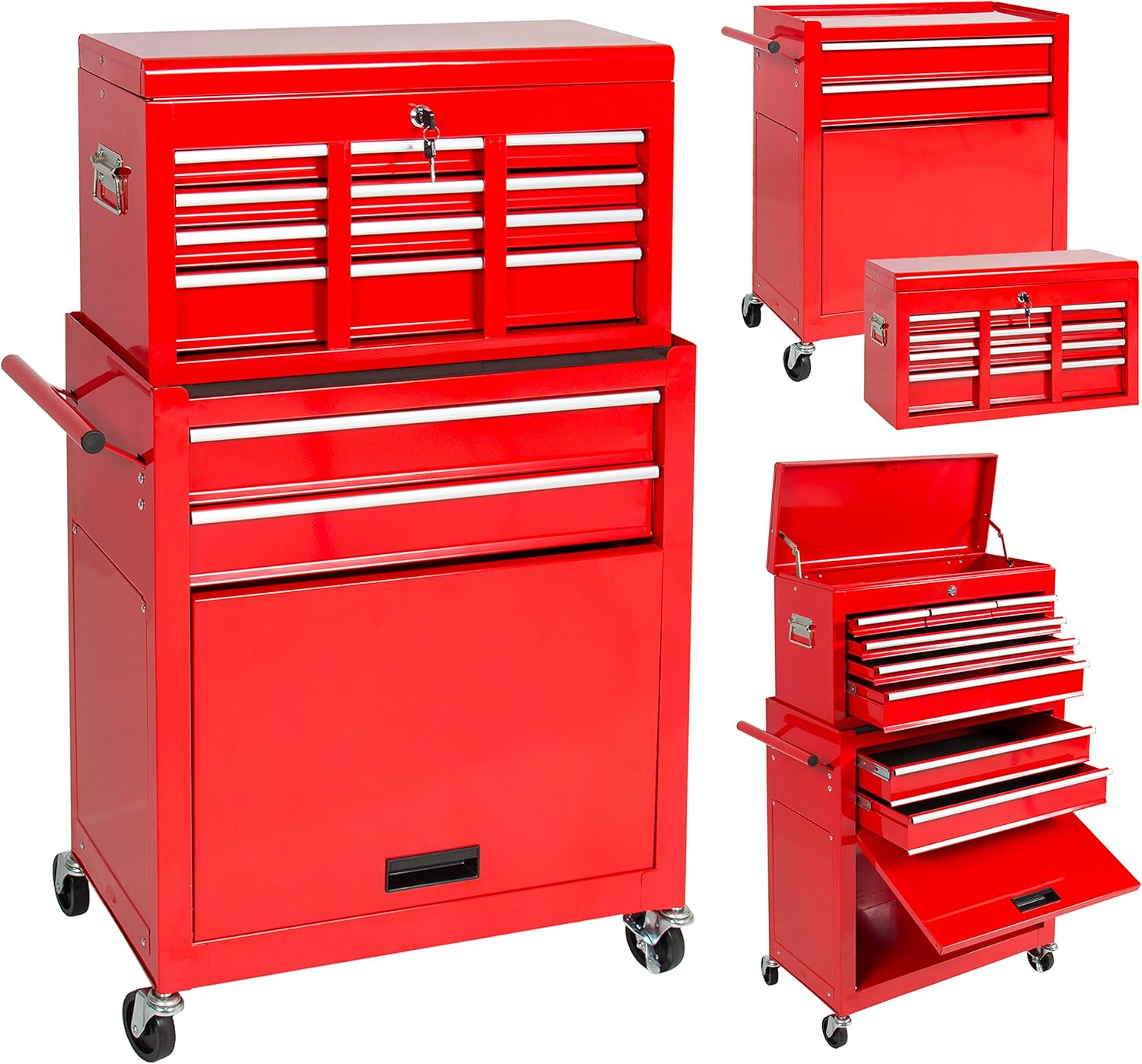 Best Choice Products Portable Top Chest Rolling Tool Storage Box Cabinet Sliding Drawers