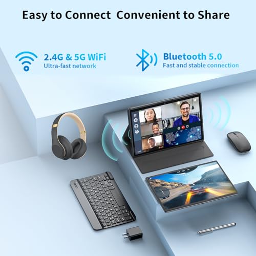 Android Tablet with Keyboard,10 inch Android 14 Tablets, 12GB RAM 128GB ROM, 1TB Expand, 8000mAh, 2.4G/5G WiFi, Bluetooth, GMS Certified, with Case, Mouse, Stylus Tablet PC (Black)