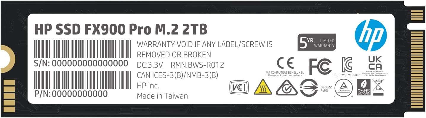 HP FX900 Pro 1TB NVMe GEN4 Gaming SSD - PCIe 16 Gb/s, M.2 2280 3D TLC NAND Internal Solid State Drive Up to 7000 MB/s with RAM Cache - 4A3U0AA#ABB