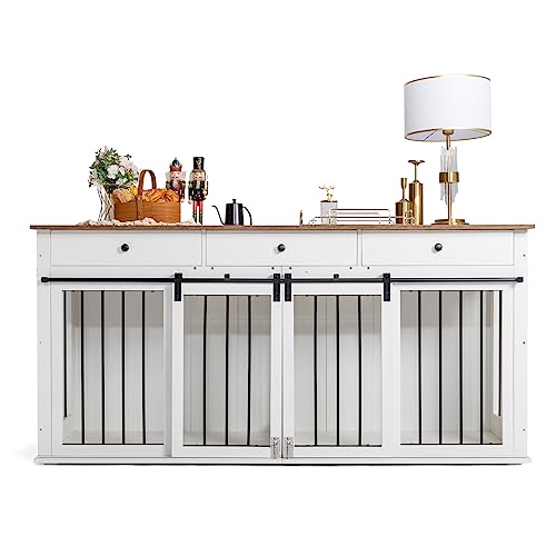 Scurrty Dog House Furniture Style Wooden Pet House Cat Bed Wood Dog House, Pet Furniture, Dog Furniture Dog Crate for Medium Small Dog House Kennel Indoor Use (Grey-M)