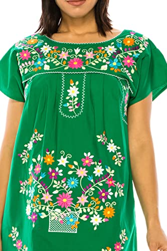 Women Embroidered Traditional Mexican Bohemian Long Casual Dress
