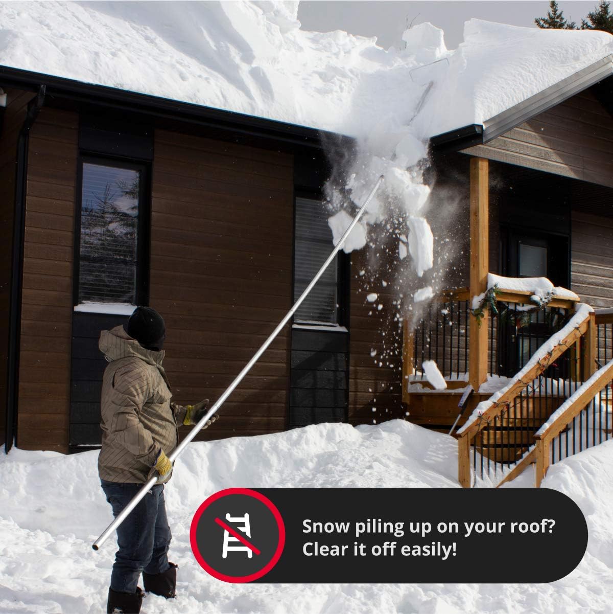 SNOWPEELER Roof Snow Removal Tool - 20 ft. Reach Aluminium Roof Shovel - Heavy Duty - Easily Remove Hard to Reach Snow - Ideal for Single Storey & Cabins