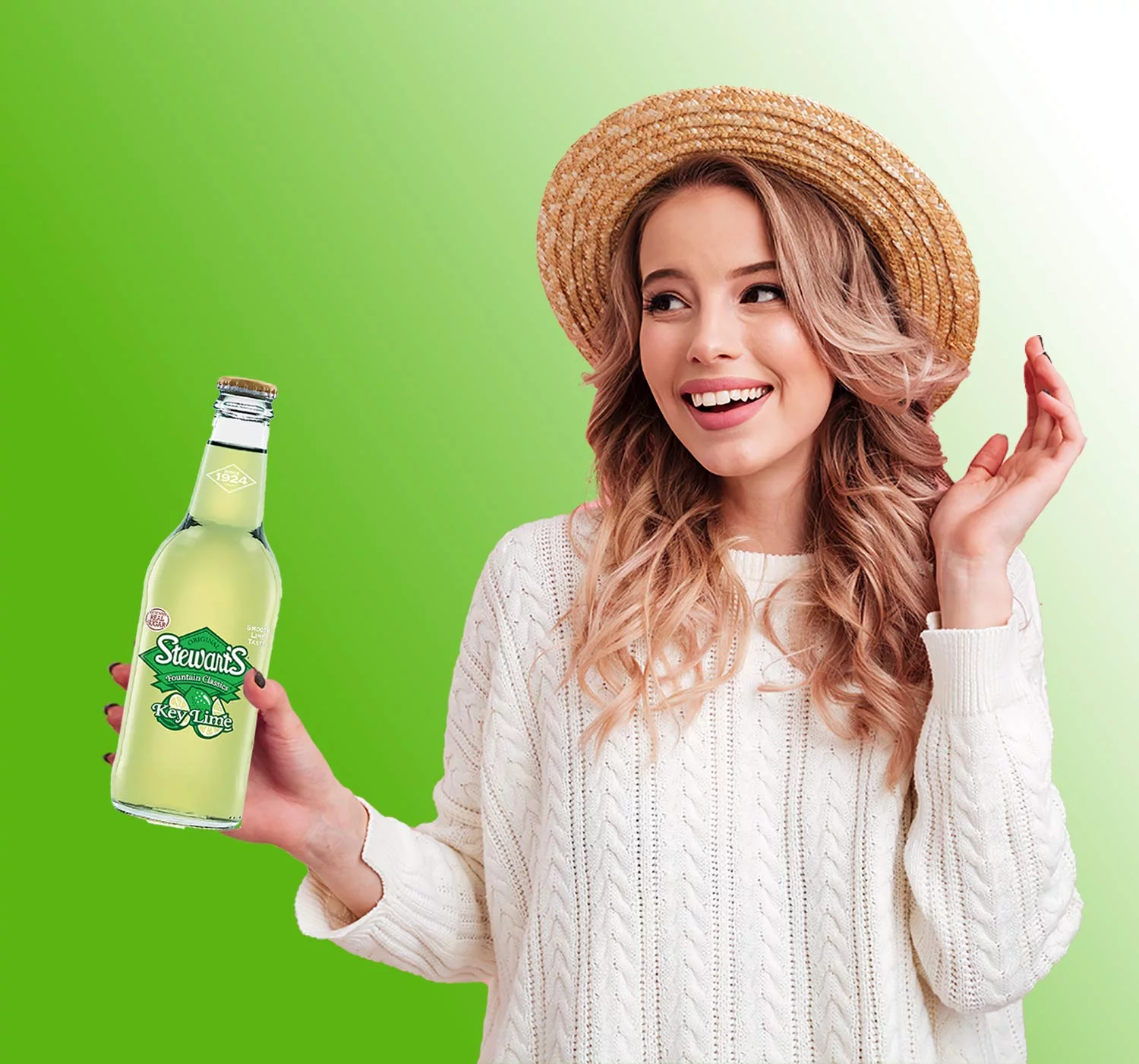 Stewart's Key Lime Soda, 12 fl oz (12 Glass Bottles), All Natural Family Pack Drinks