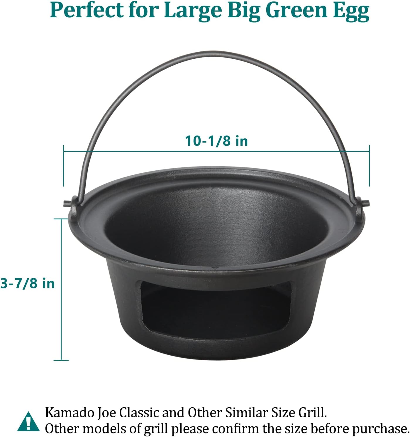 KAMaster Cast Iron Ash Can with Handle Charcoal Charcoal Ash Basket Big Green Egg Accessories Must Haves Kamado Ash Can Fits Large Big Green Egg,Kamado Joe Classic and Other Similar Size Grill