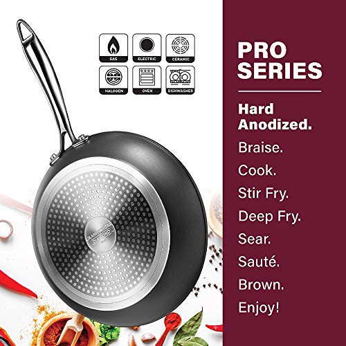 Granite Stone Professional Frying Pan Set, Hard Anodized Ultra Nonstick 10” & 11.5” Pro Chef’s Skillet Set, Durable Granite Surface Coated 3x and Infused with Minerals & Diamonds, Induction Capable…