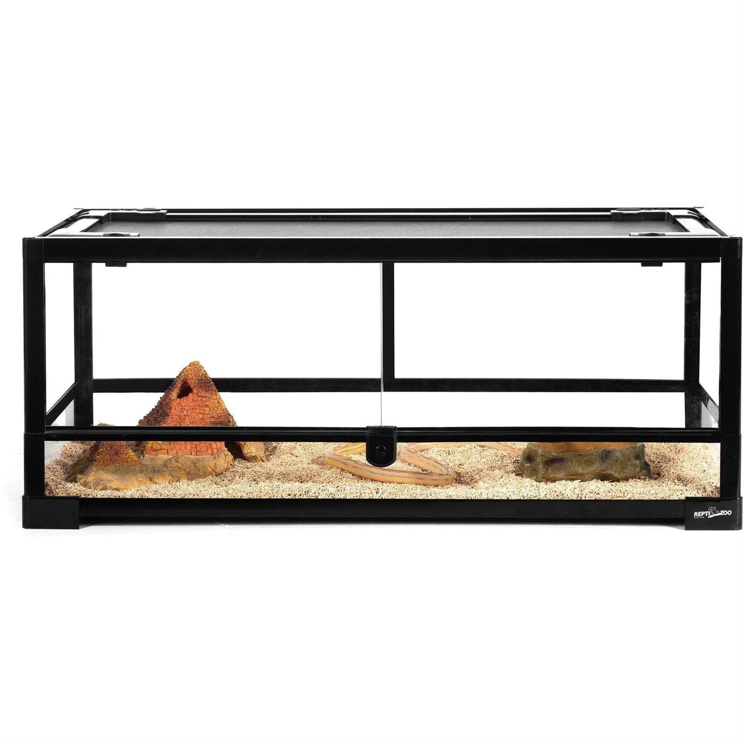 REPTI ZOO Tempered Glass Front Opening with Double Hinge Door Terrarium - Pet Supplies online store