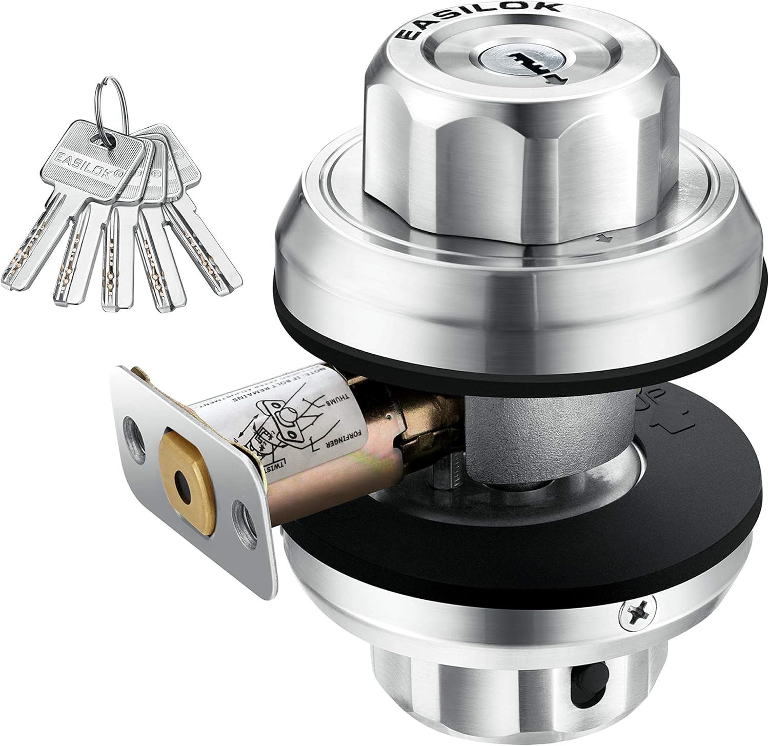 Twist to Lock deadbolt Lock keyless,Either Keeping Front Door Lock Locked as Well Unlocked Status As You Want by Child Safety Lock-Dead-Button on Interior Door knob,Single Cylinder