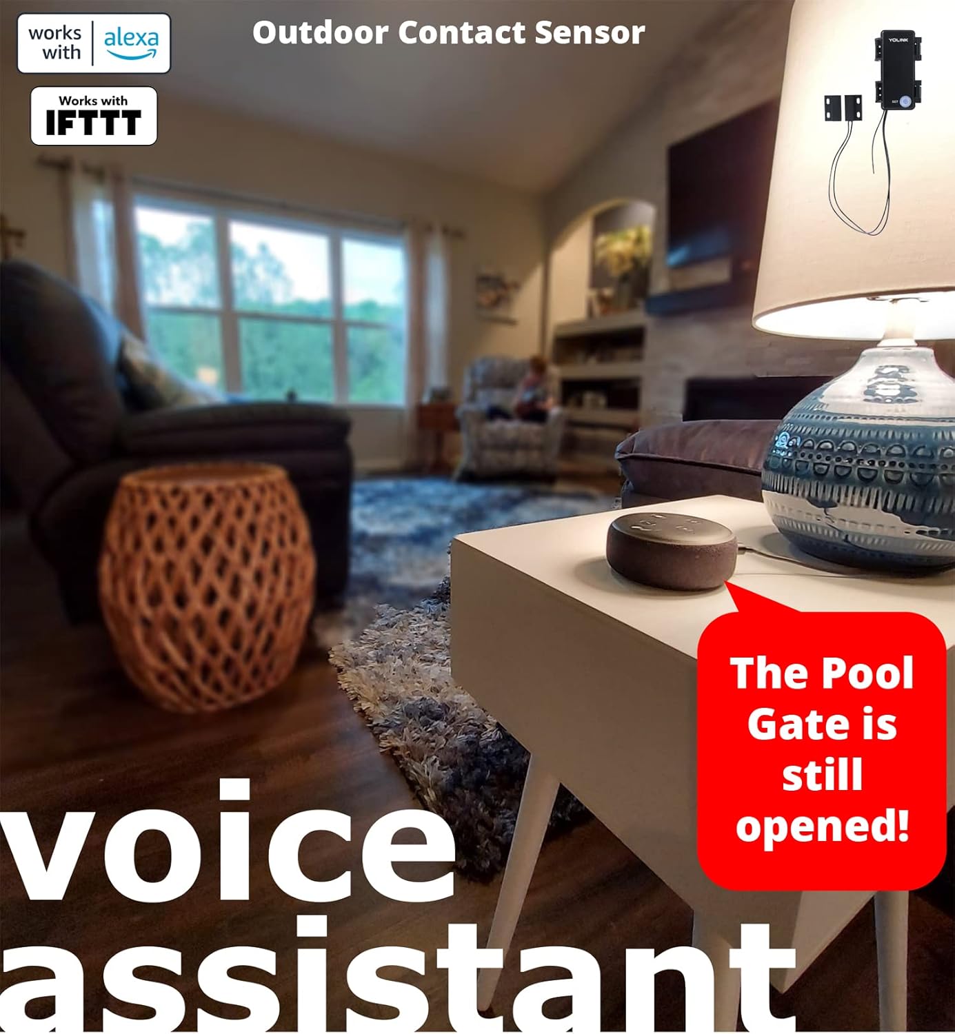 YoLink Outdoor Contact Sensor, LoRa 1/4 Mile World's Longest Range Smart Door Sensor, Universal Contact Sensor, Alexa, IFTTT, IP63 Waterproof for Indoor/Outdoor, App Notifications - Hub Required