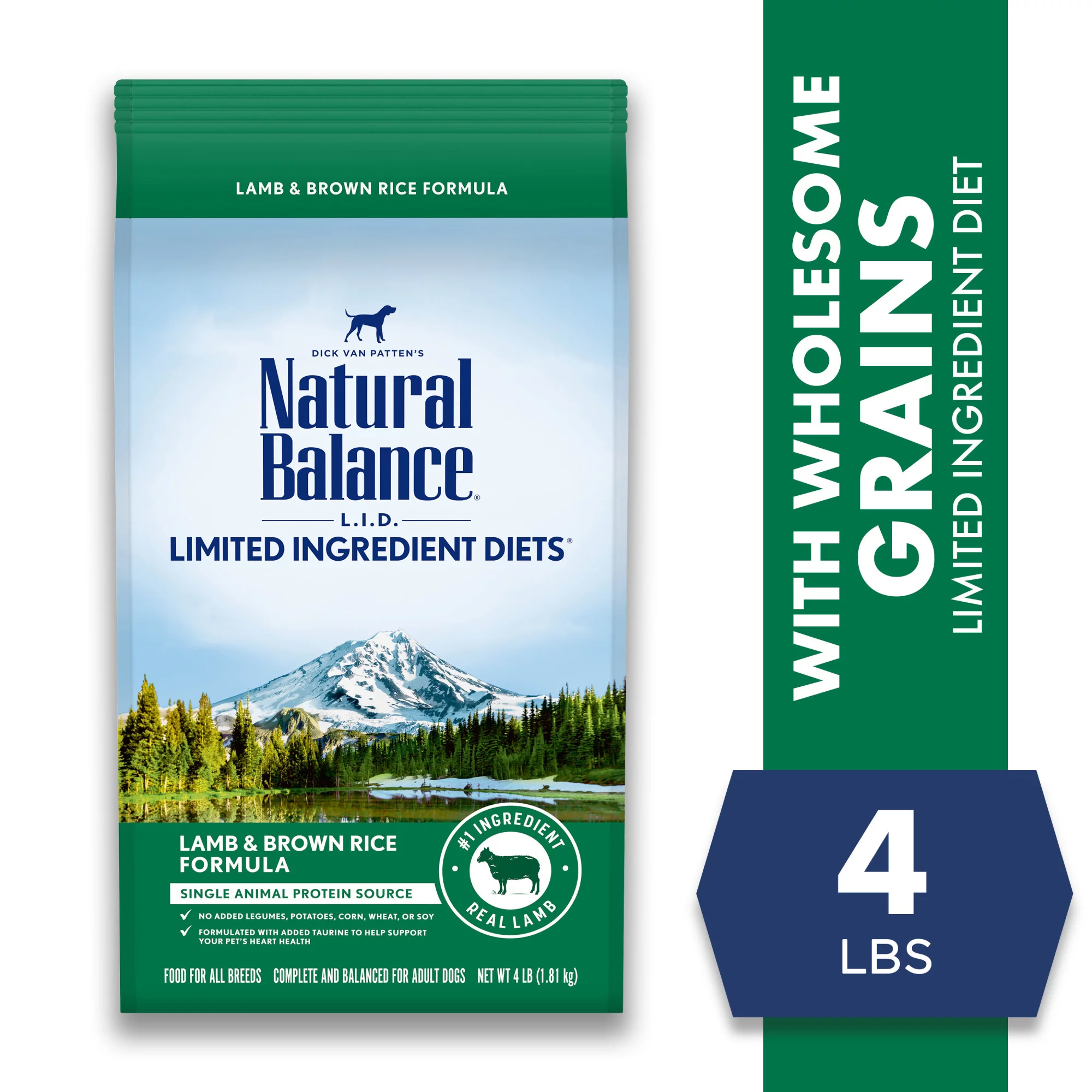 Natural Balance L.I.D. Limited Ingredient Diets Dry Dog Food, 4 Pounds, Lamb & Brown Rice Formula