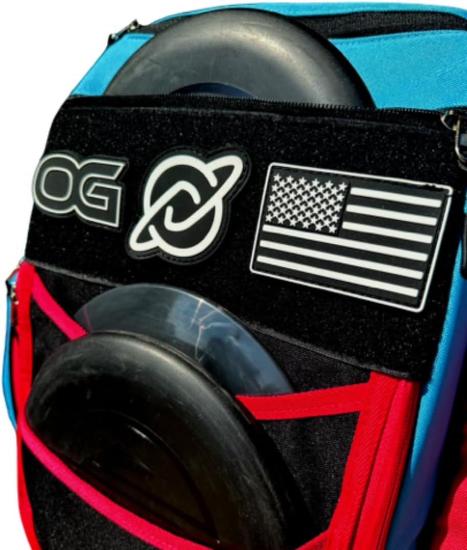 Discology Disc Golf OG V3 Disc Golf Bag | 26+ Disc Capacity | Premium Disc Golf Backpack Bag | Tough, Durable Design | 2 Large Top and Side Compartments | Top Patch Panel with Two Patchs Included