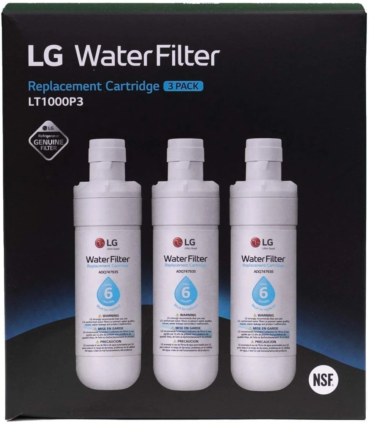 Fit for LG LT1000P Replacement Refrigerator Water Filter ADQ736134, Kenmore 46-9980, MDJ64844601(Pack of 3)