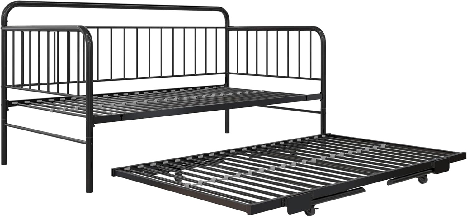 DHP Oddny Metal Daybed with Pop Up Trundle Bed, Twin, Black
