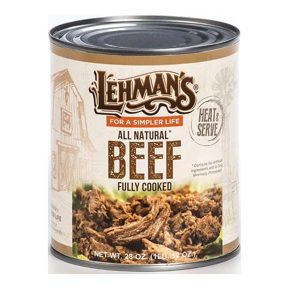 Lehman's All Natural Canned Beef Meat No Preservatives Long Shelf Life, 28 Oz