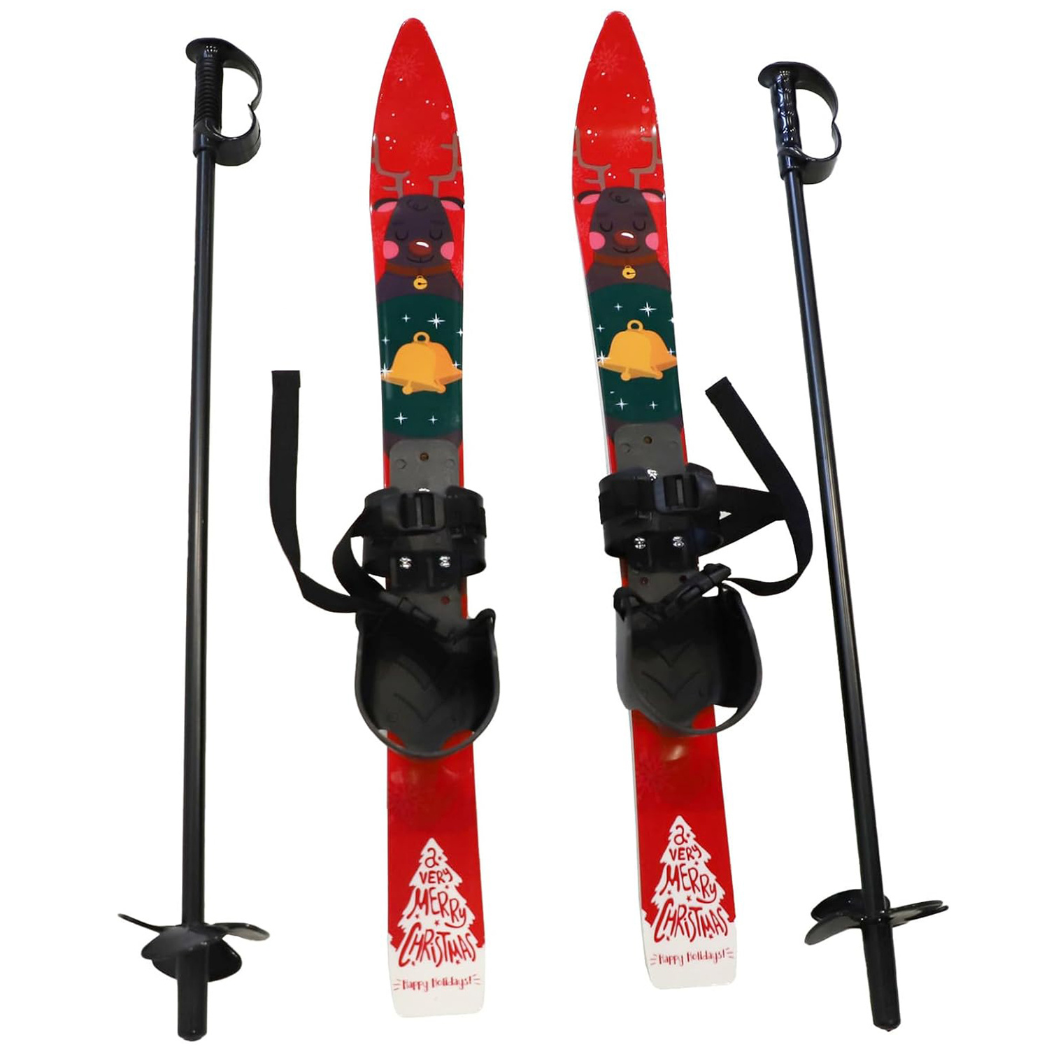 Kids' Ski Set for Ages 2-4 - 2 x Ski boards, 2 x Poles - 3.24 - Get your little one soaring on the slopes with this beginner ski set in blue!