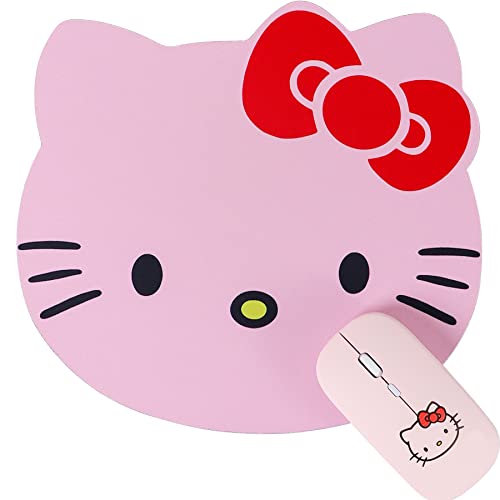 Hello Kitty Mouse Pad Cute Desk Accessories Hello Kitty Stuff, Kawaii Mouse Pads for Desk Computer Laptop, Hello Kitty Gifts for Mousepad for Women Girly Pink Non-Slip Base 10×8.5 in