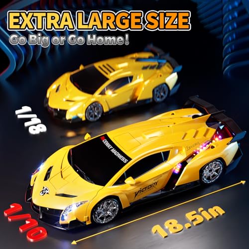 1:10 Big Size Transform RC Car, Remote Control Car with 2.4GHz Gesture Sensing, One Button Deformation to Robot with Light, Toy Cars Birthday Gifts for Kids Age 3 4 5 6 7 8 9 10 Years Old Boys Girls