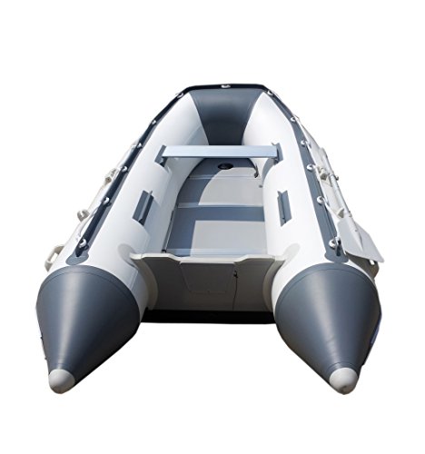 Newport 12ft 6in Catalina Inflatable Dinghy Boat Transom Sport Tender - 6 Person - 20 Horsepower USCG Rated, White/Gray