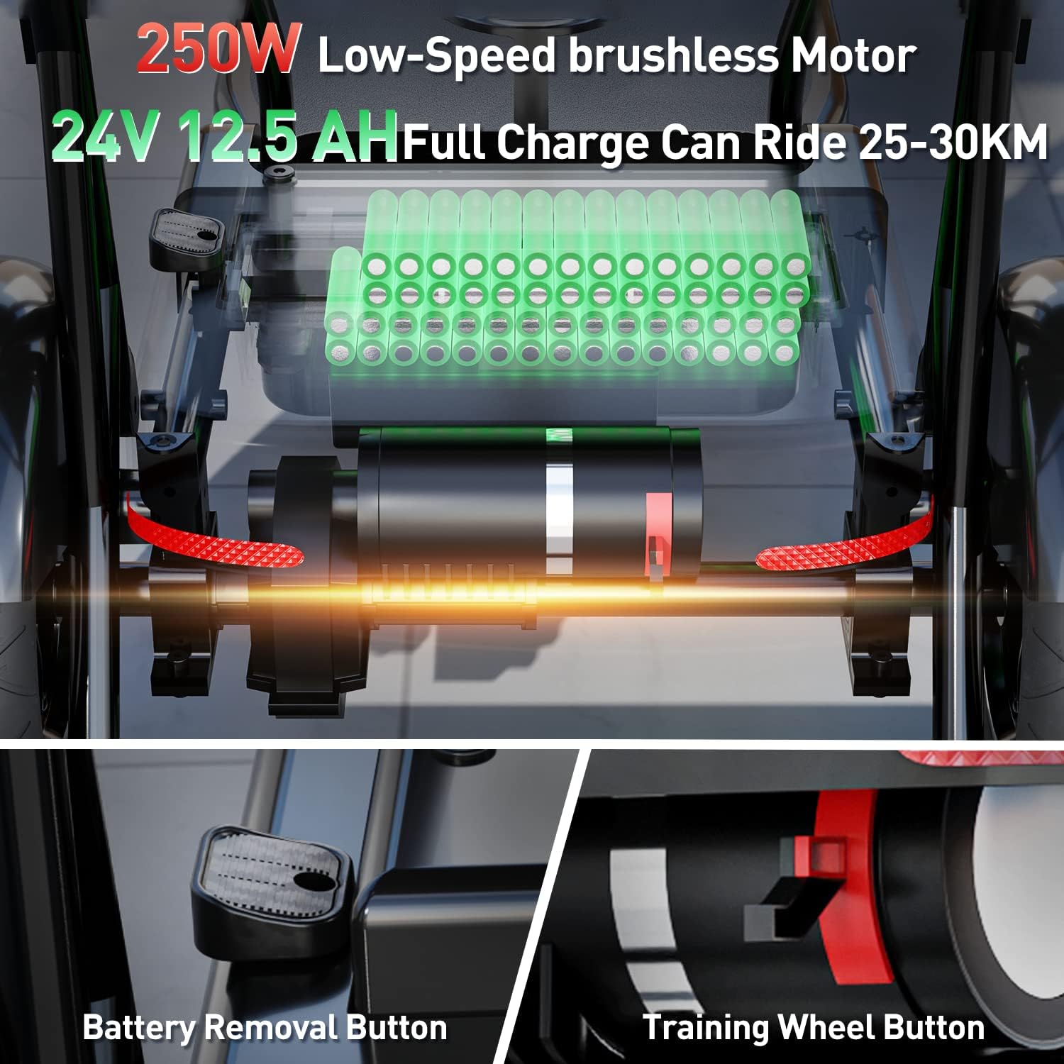 Mobility Scooter for Seniors, 3-Speed Electric Mobile Wheelchair, 4 Wheels Foldable Lightweight Electric Scooter for City Commutes, Tomofree DB008 Black