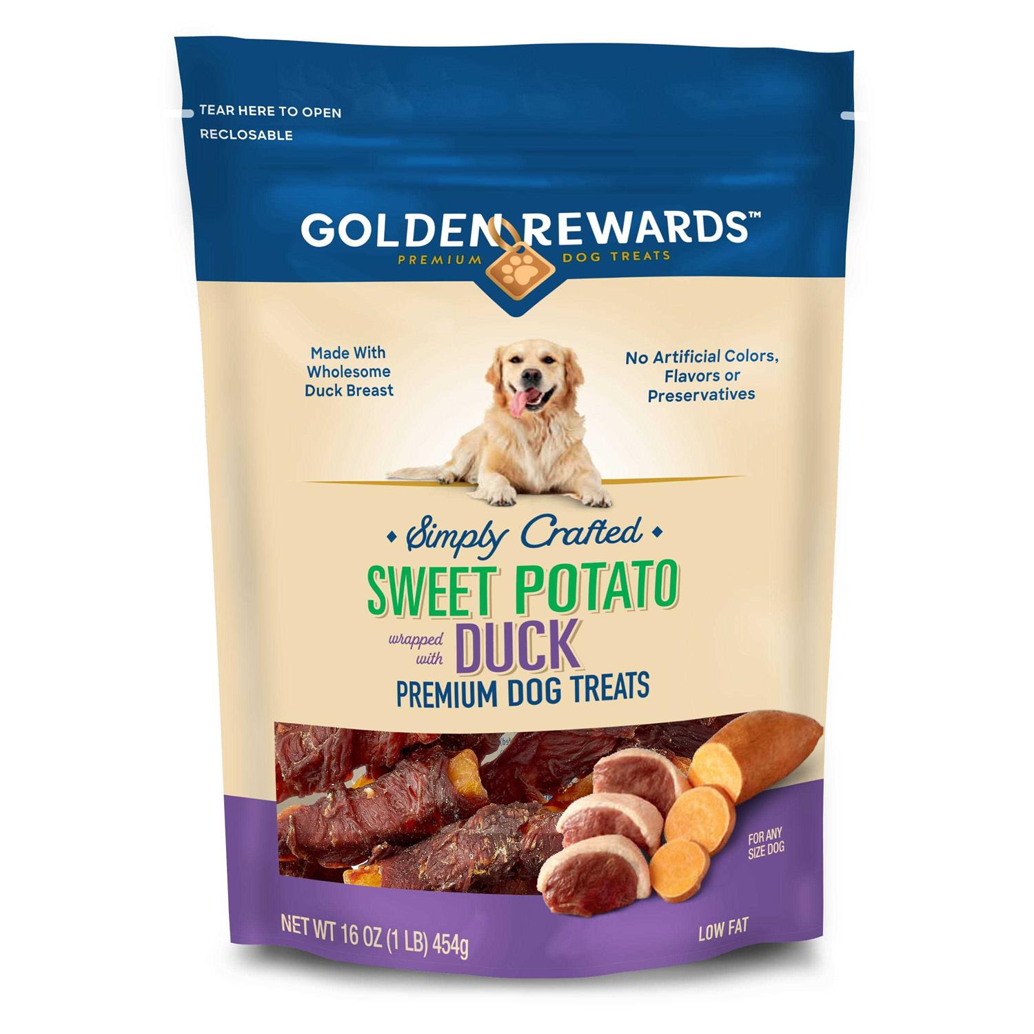 Golden Rewards Sweet Potato Wrapped with Duck Flavor Dry Training Treats for All Dogs - Pet Supplies online store