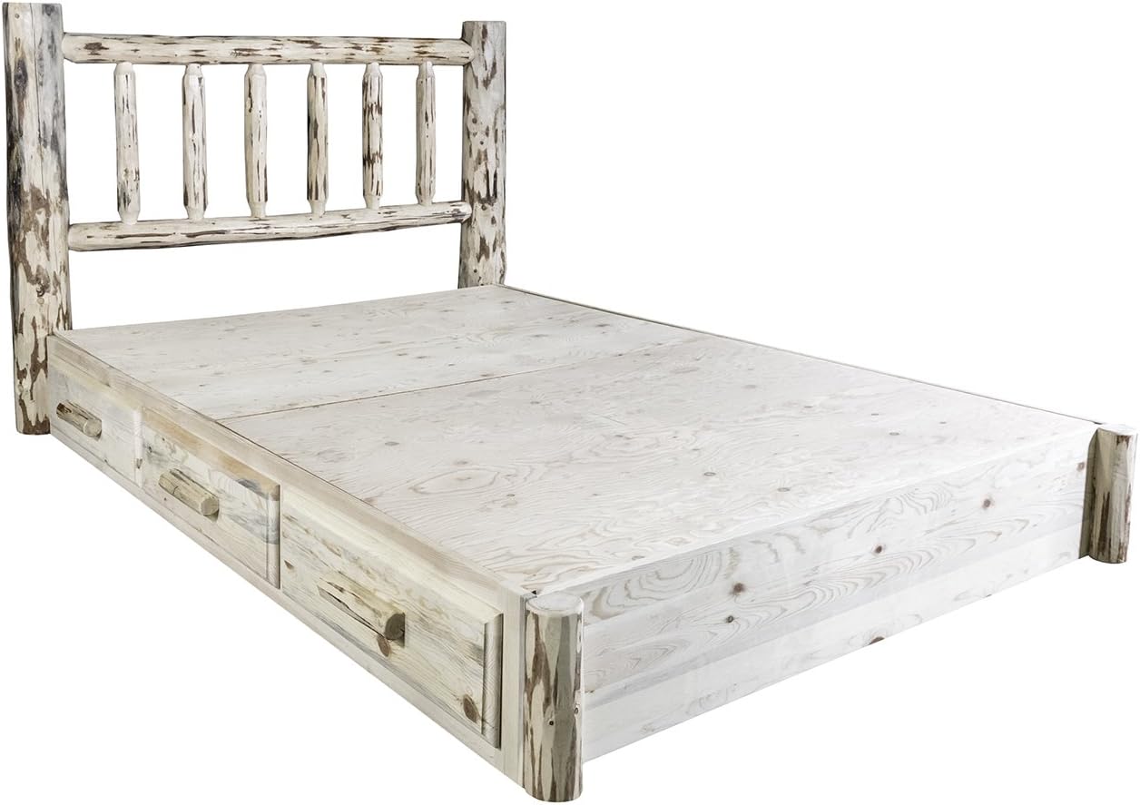Montana Woodworks Montana Collection Queen Platform Bed with Storage, Ready to Finish
