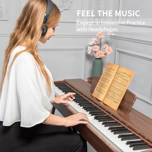 88 Key Weighted Keyboard Piano - Beginner Digital Piano Full Size Multi-Functional Wooden Electric Keyboard with Portable Stand | Power Adapter | Triple Pedal | MIDI Connecting