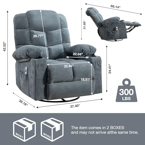 Recliner Chair Electric Recliner Chairs Home Theater Seating with Lumbar Support Glider Recliner Nursery Chair with Cup Holders Fabric Massage Chair Recliner with Heat (Brown)
