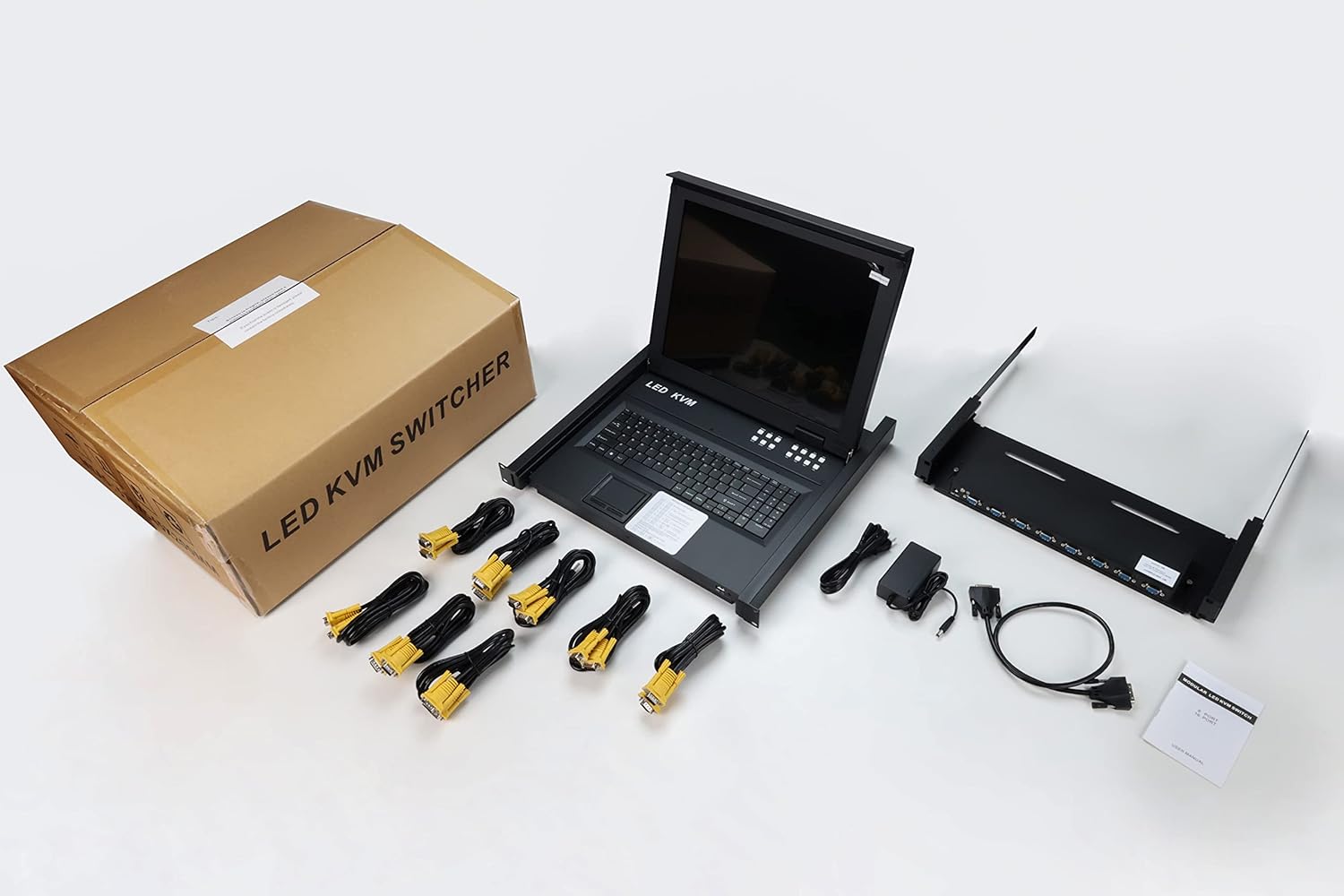 MT-Viki 8 Port KVM Switch 1U Rack Mount KVM w/17'' LCD Monitor & Cables, LCD KVM Console 1280x1024 Support OSD/Hotkey/Panel Button Switching