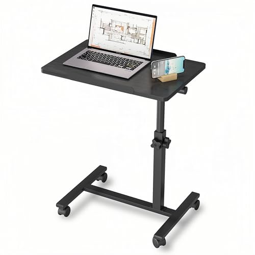 Tilt Overbed Bedside Table Mobile Laptop Stands Tray Desk Portable Hospital Desk Couch Side Desk-Grey