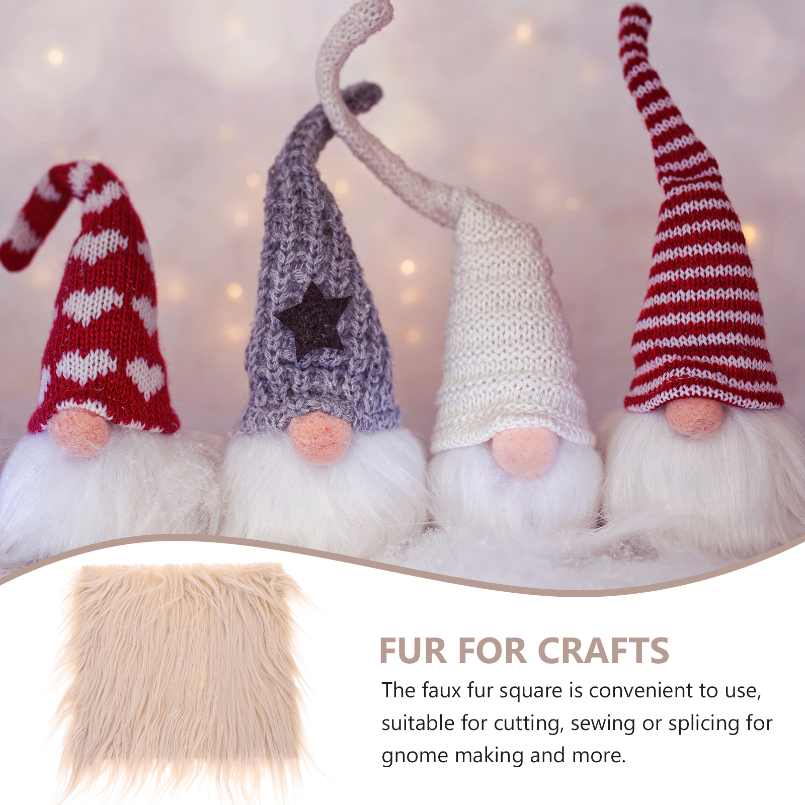 1 Set  Craft Supply Decoration Gnome Doll DIY Making Supplies Including Square Faux Fur Fabric Wooden Balls