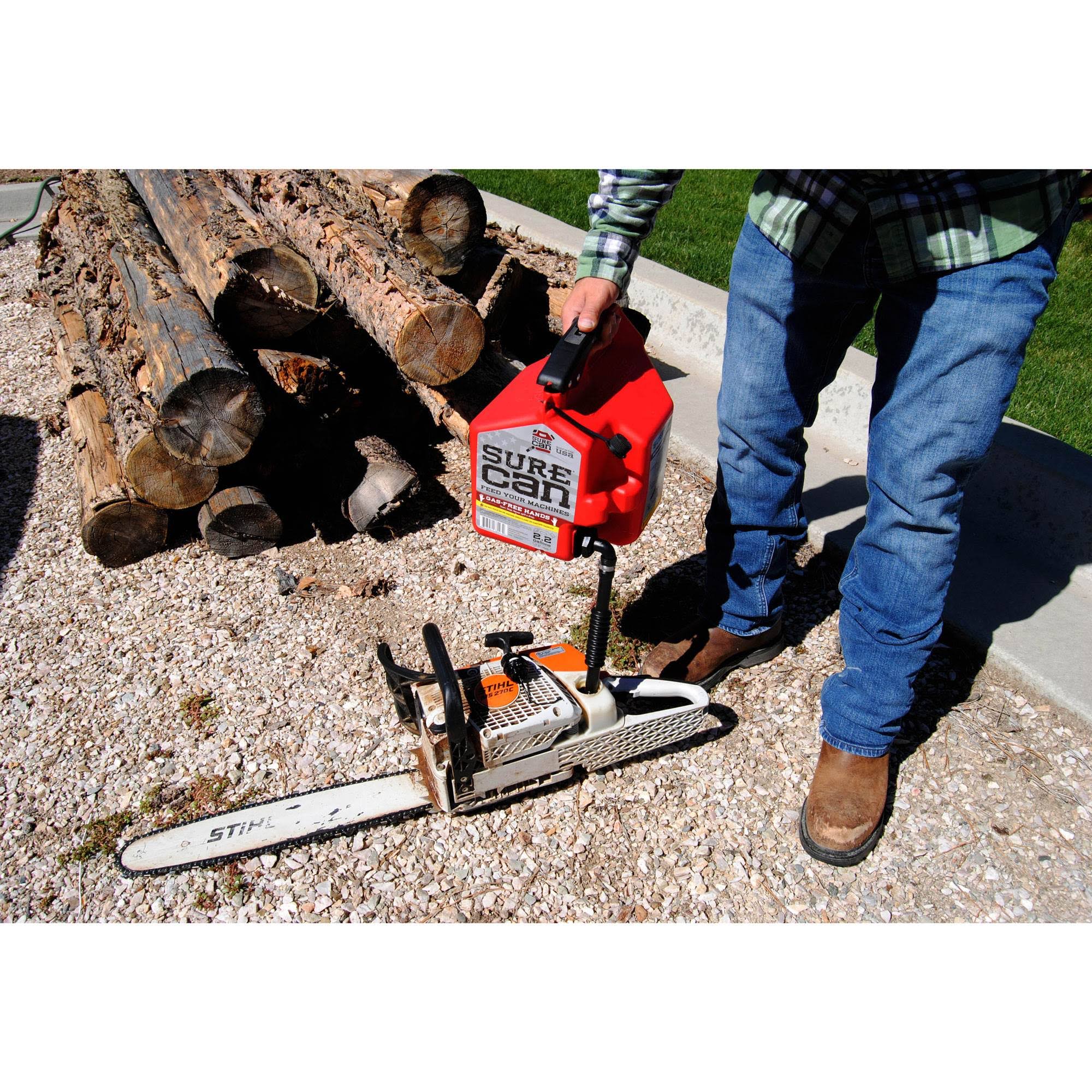 Surecan Self Venting Easy Pour 2.2 Gallon Flow Control GAS Container (2 Pack)