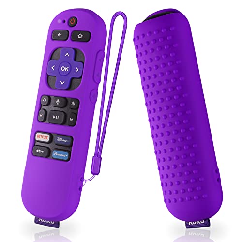 Silicone Case for Roku Express 4K+ Voice Remote RCA1R, Roku Voice Remote Cover Roku Streaming Stick 4K Silicone Sleeve with Lanyard(Black)