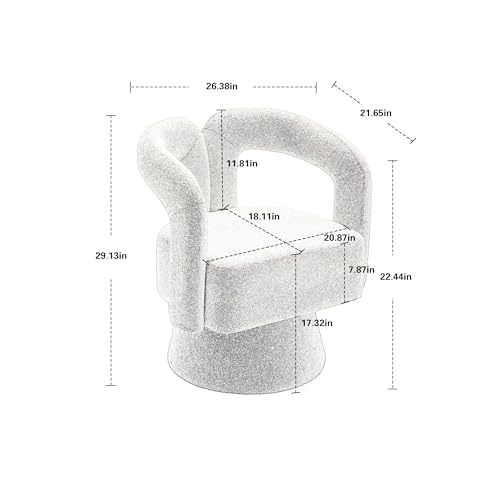 Accent Chair Round Armchairs with Wide Upholstered Modern Reading Seating for Living Room Bedroom Balcony Office Fashionable and Classic Style Rose Red 26.38x21.65x29.13 Inches