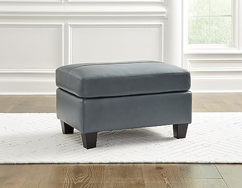 Signature Design by Ashley Genoa Contemporary Chic Leather Ottoman, Cream