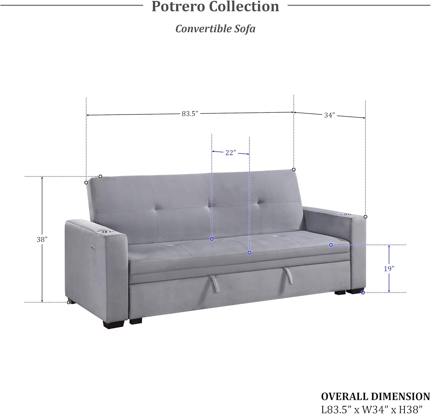 Lexicon Futon Sofa Bed, 83.5