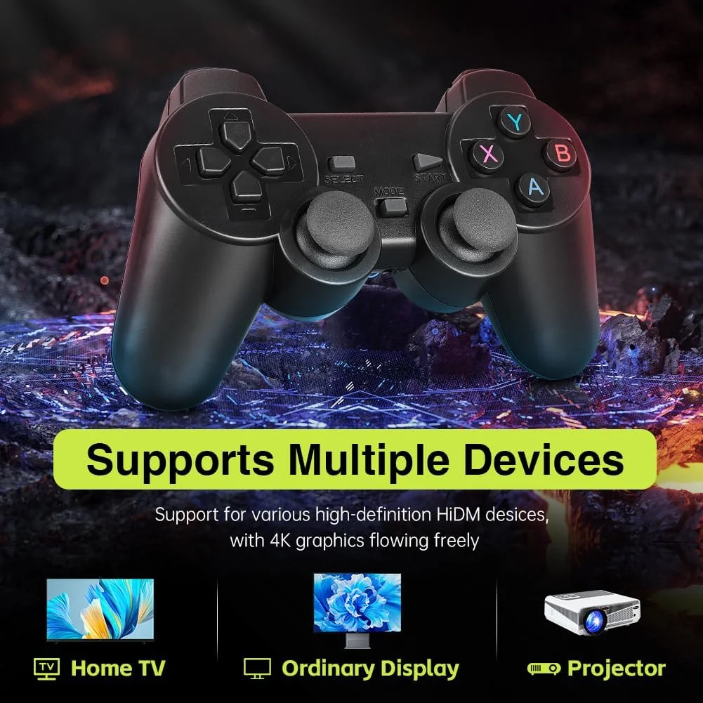 Retro Game Console, Plug and Play Video Game Stick, Nostalgia Stick Game, Wireless Retro Play Game Stick Built in 20000+ Games,4K HDMI Output,9 Classic Emulators,with Dual 2.4G Wireless Controlle