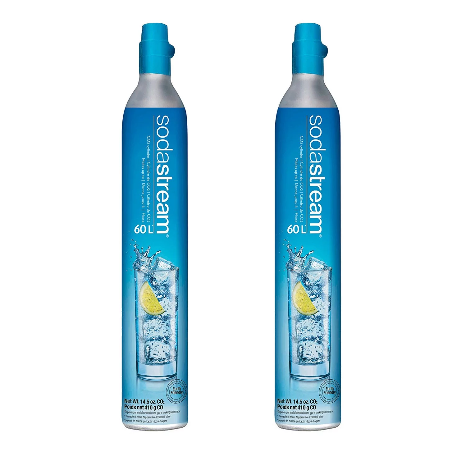 Carbonator, 14.5oz for Sodastream 60L Co2  Set of 2 Makes up to 120 one litre bottles