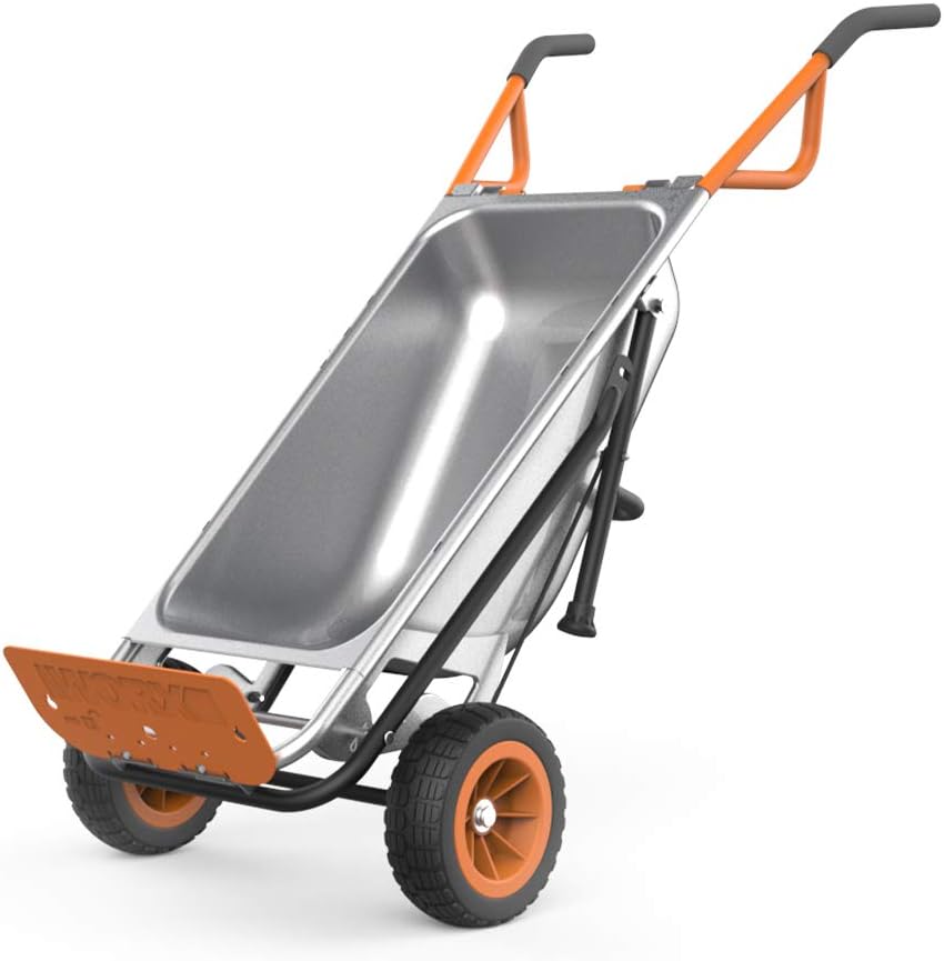 WORX Aerocart 8-in-1 Wheelbarrow / Yard Cart / Dolly & WA0232 Aerocart Wheelbarrow Firewood Carrier, Orange