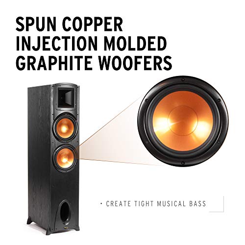 Klipsch Synergy Black Label F-300 Floorstanding Speaker with Proprietary Horn Technology, Dual 8” High-Output Woofers, with Room-Filling Sound in Black